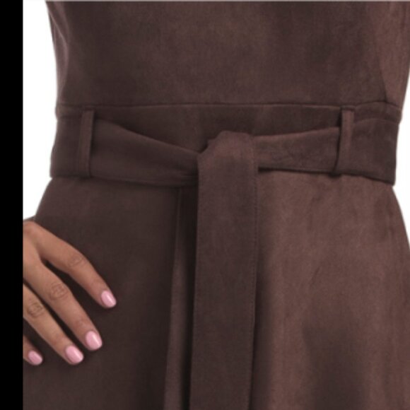 CALVIN KLEIN Faux Suede Belted Midi Dress - Picture 3 of 3